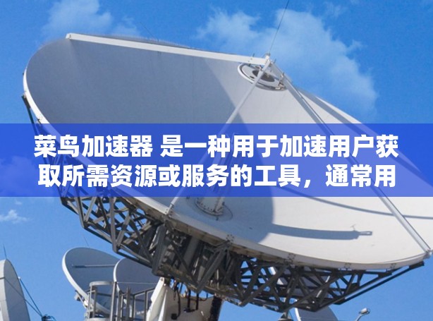 菜鸟加速器 是一种用于加速用户获取所需资源或服务的工具,通常用于Web或软件加速,以提高用户体验。它通过优化加载速度、减少等待时间等方式,帮助用户更快地完成任务或访问内容