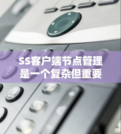 SS客户端节点管理是一个复杂但重要的过程,涉及服务器层的多个方面。以下是一个逐步的指南,帮助您理解和管理SS客户端节点 SS客户端节点管理是一个复杂但重要的过程,涉及服务器层的多个方面。以下是一个逐步的指南,帮助您理解和管理SS客户端节点