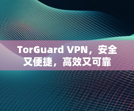TorGuard VPN，安全又便捷，高效又可靠